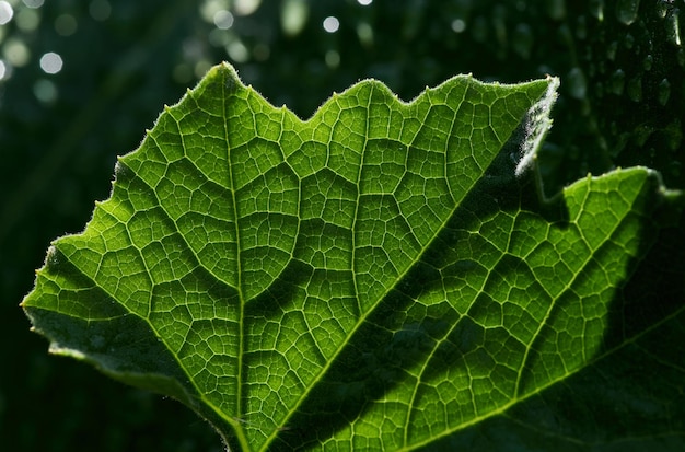 Vue rapprochée des gouttes de pluie sur les feuilles