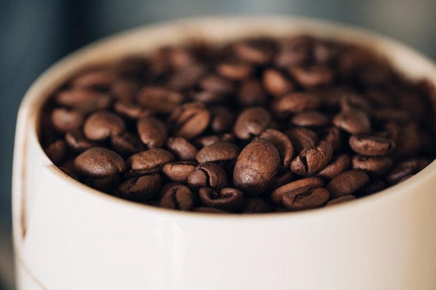Vue rapprochée des grains de café