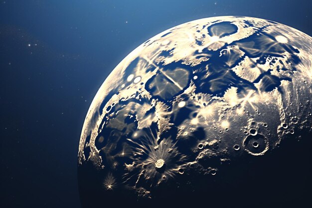 Vue rapprochée d'une grande lune en pleine phase avec des cratères visibles sur ses bords