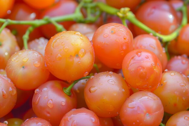 Vue rapprochée d'une grappe de tomates