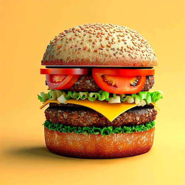 Photo vue rapprochée d'un hamburger au bœuf avec laitue de tomate et fromage