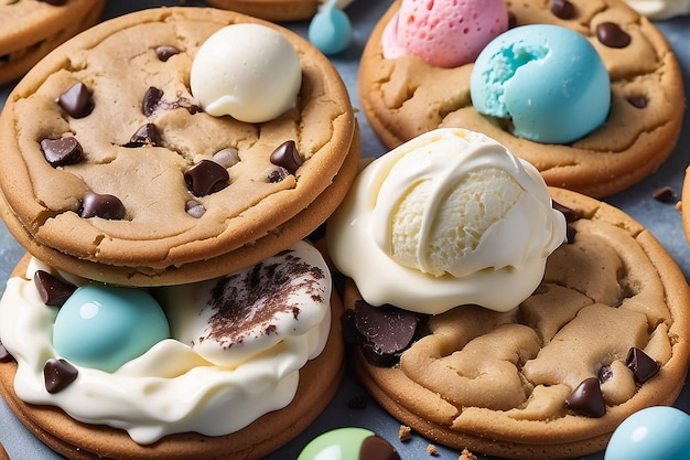 Vue rapprochée de l'illustration du goût du biscuit et de la crème de crème glacée