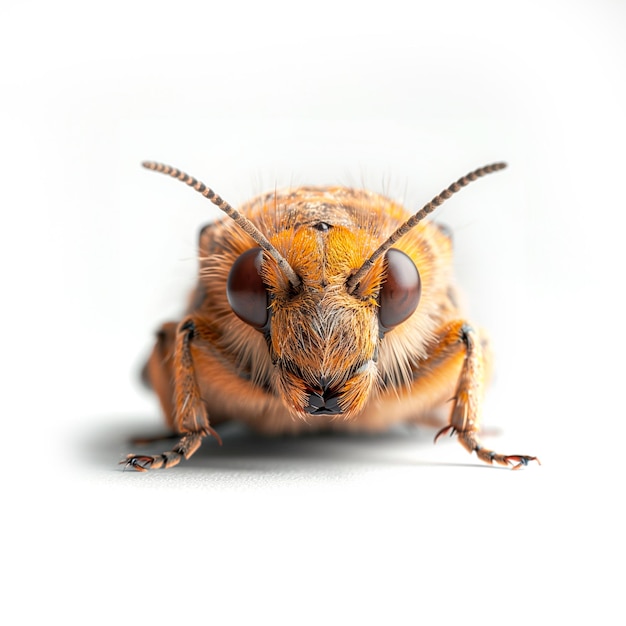 Vue rapprochée d'un insecte sur fond blanc