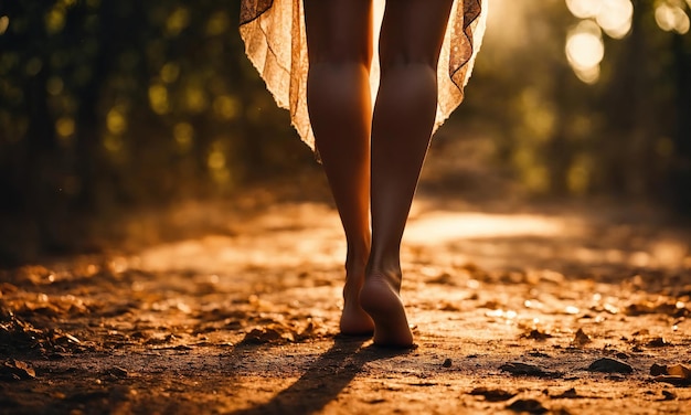 Vue rapprochée des jambes d'une jeune femme qui marche