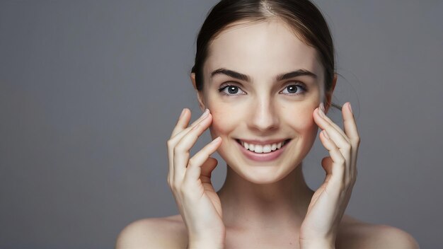 Vue rapprochée d'une jeune fille belle souriante au visage touchant