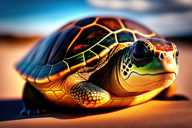 Vue rapprochée d'une jolie tortue par une journée ensoleillée