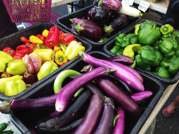 Photo vue rapprochée des légumes à vendre