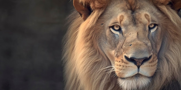 Vue rapprochée d'un lion africain IA générative