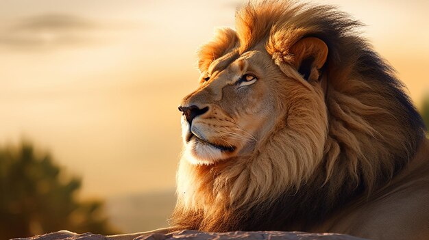 Vue rapprochée d'un lion allongé sur un rocher