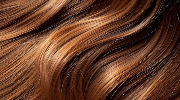 Une vue rapprochée des longs cheveux lisses mettant en évidence l'éclat et l'apparence saine en qualité Créée à l'aide de la macrophotographie profondeur de couleur vibrante clarté dans la texture éclairage dynamique AI génératif