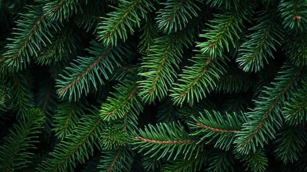 Une vue rapprochée et luxuriante d'aiguilles de pin vertes vibrantes mettant en valeur le motif naturel de texture détaillée