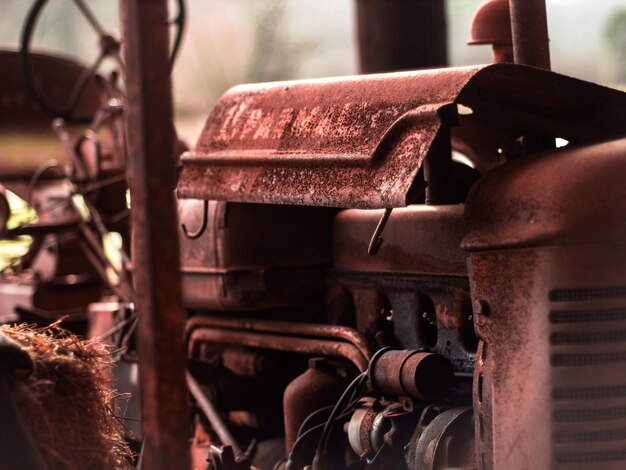 Photo vue rapprochée d'une machine rouillée