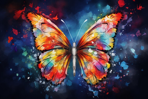 Une vue rapprochée d'un magnifique papillon et de fleurs colorées