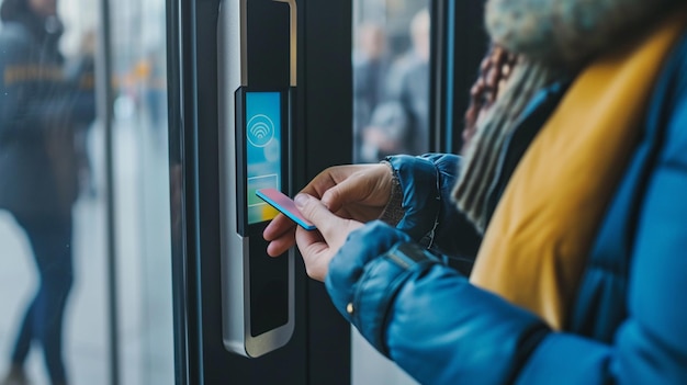 vue rapprochée de la main de la femme appuyant sur le bouton du téléphone intelligent dans le métro