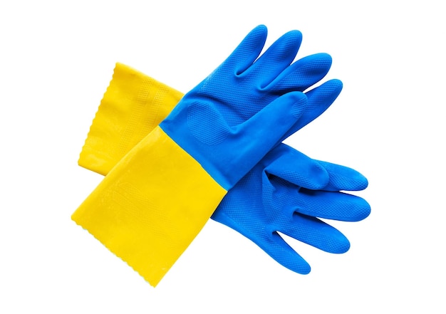 Vue rapprochée de la main jaune sur fond bleu