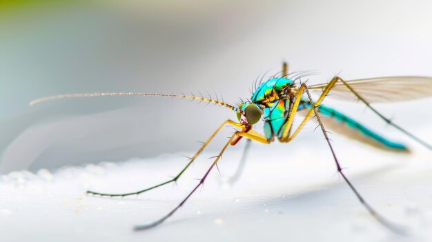 Photo vue rapprochée d'un moustique sur une surface blanche