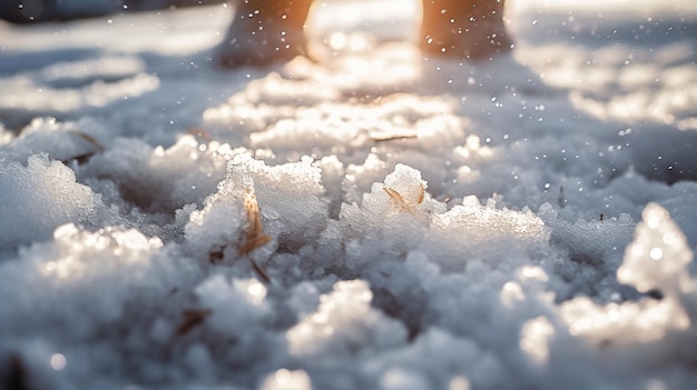 Vue rapprochée de la neige sur le sol en hiver