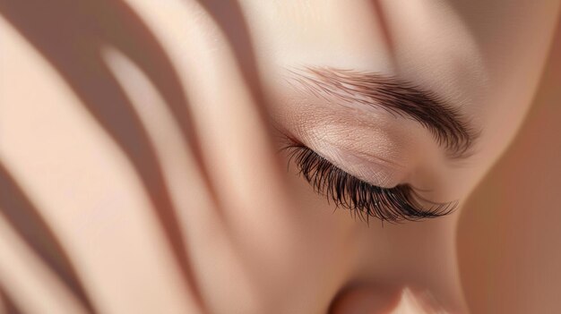 Vue rapprochée d'un œil de femme avec de longs cils