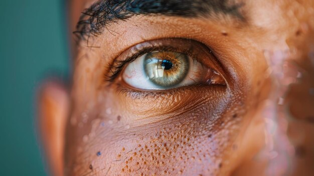 Vue rapprochée de l'œil d'un homme brun