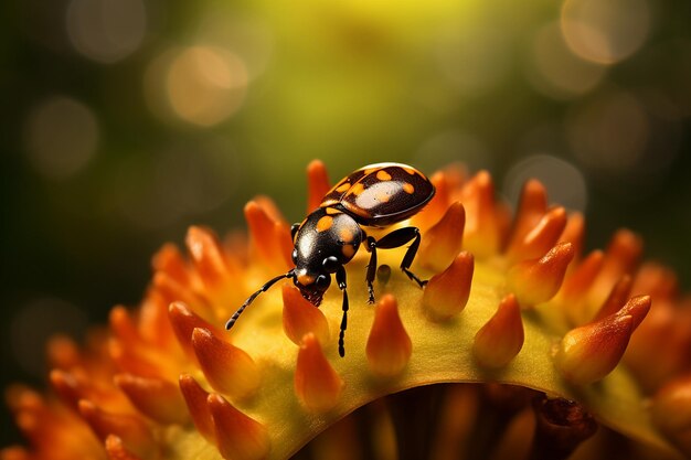 Vue rapprochée d'une orchidée avec une petite fourmi