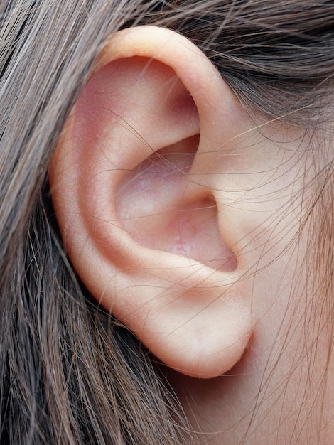 Photo vue rapprochée de l'oreille d'une femme