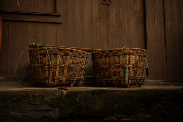 Vue rapprochée d'un panier en osier