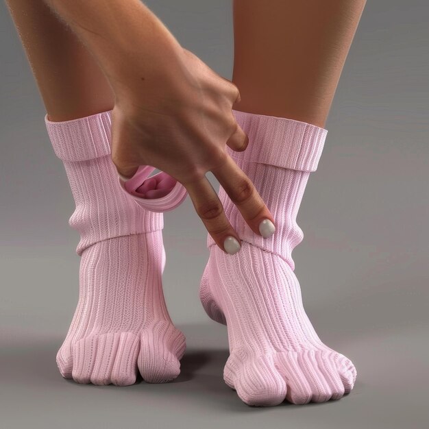 Vue rapprochée d'une personne portant des chaussettes roses