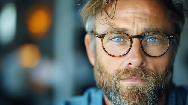 Vue rapprochée d'une personne portant des lunettes