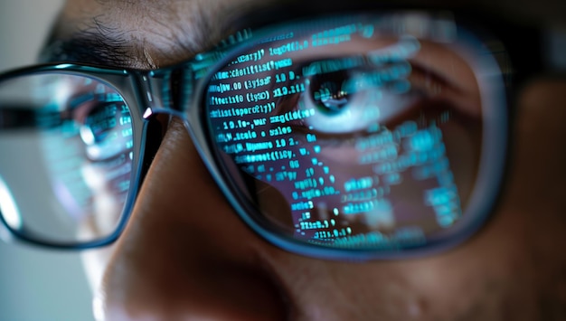 Vue rapprochée d'une personne portant des lunettes