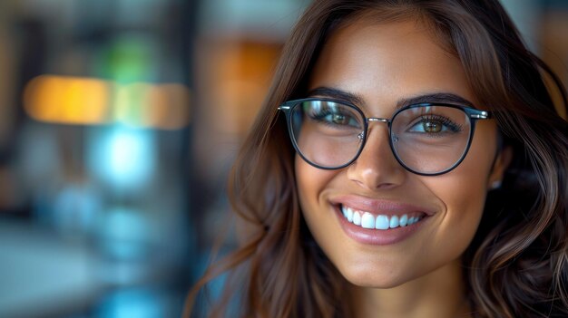 Photo vue rapprochée d'une personne portant des lunettes