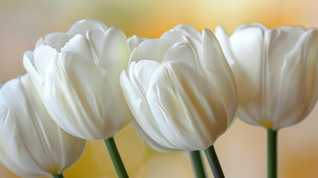 Vue rapprochée des pétales de tulipes blanches