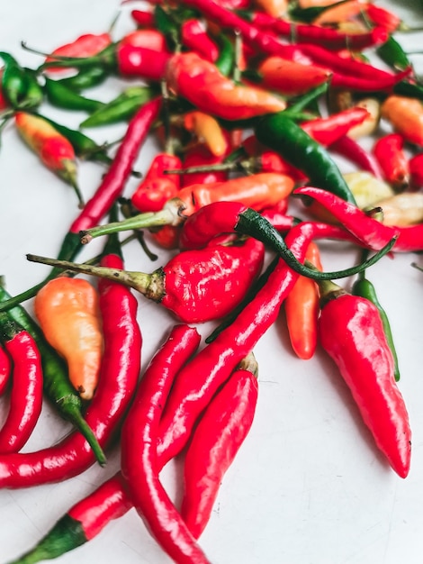 Vue rapprochée des piments rouges