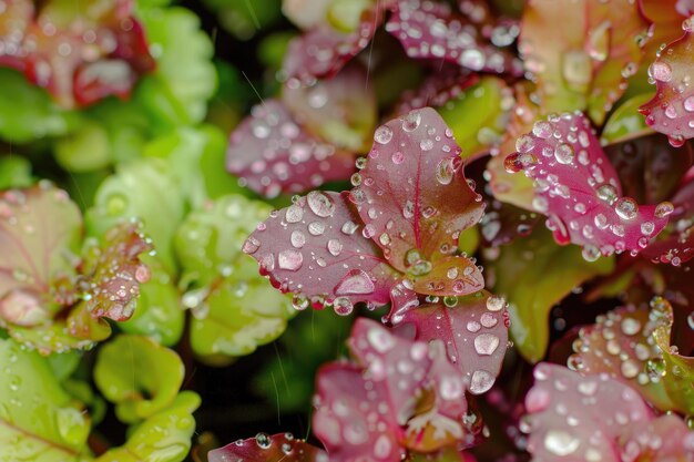 Vue rapprochée des plantes couvertes de gouttes de rosée étincelantes