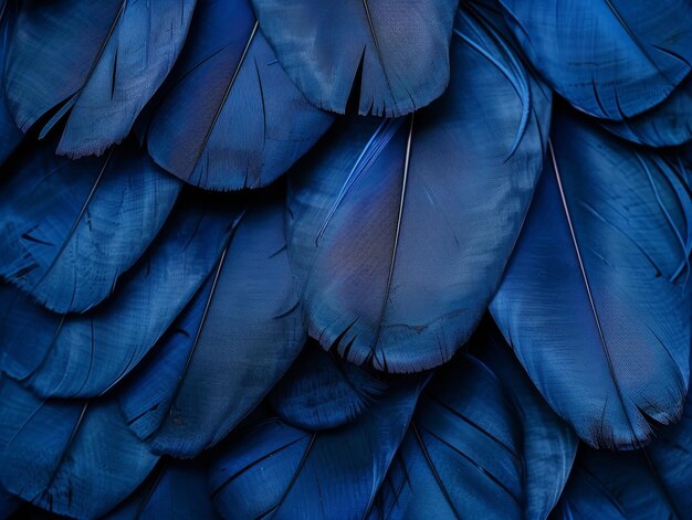 Vue rapprochée des plumes d'oiseaux bleus avec des détails complexes