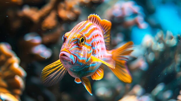 Vue rapprochée des poissons tropicaux dans l'aquarium