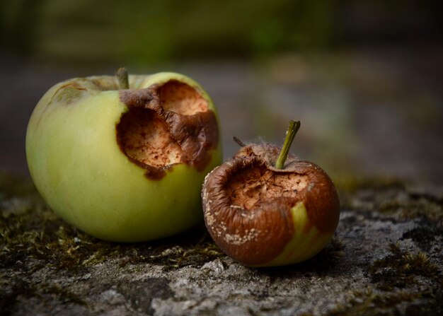 Photo vue rapprochée d'une pomme sur la table