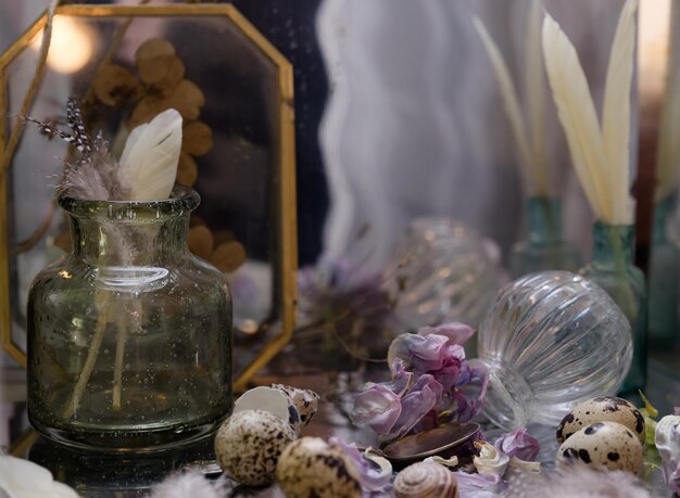 Photo vue rapprochée d'un pot en verre sur la table