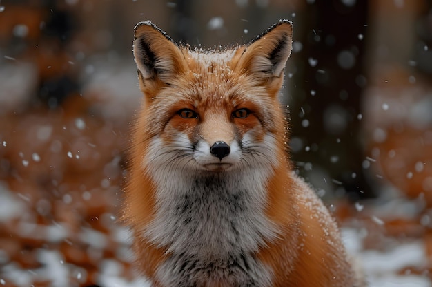 Vue rapprochée d'un renard dans la neige