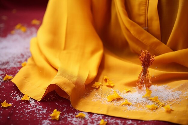 Photo vue rapprochée de la robe de safran avec des gouttelettes d'eau