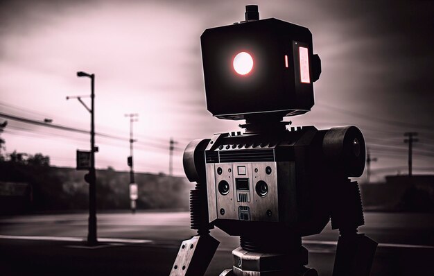 Photo vue rapprochée d'un robot dans le noir