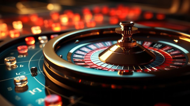 Vue rapprochée de la roue de roulette du casino