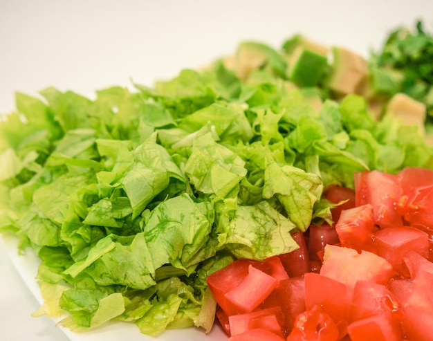 Photo vue rapprochée d'une salade de fruits hachée