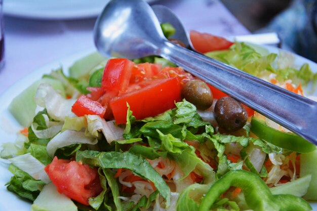 Vue rapprochée d'une salade grecque fraîche