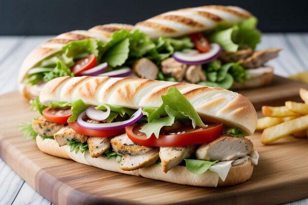 Vue rapprochée d'un sandwich sur une planche à couper à Buenos Aires, en Argentine