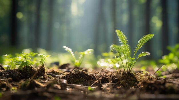 Vue rapprochée avec la sélection des jeunes arbres