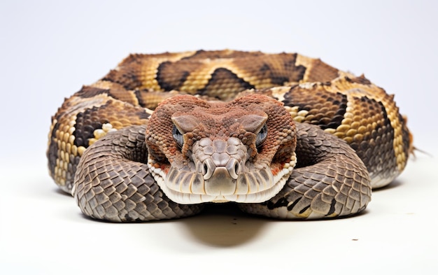 Vue rapprochée d'un serpent sur un fond blanc