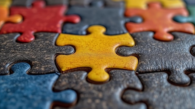 Vue rapprochée d'une seule pièce de puzzle avec un motif entrelacé