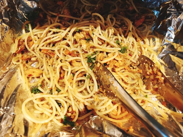 Photo vue rapprochée des spaghettis