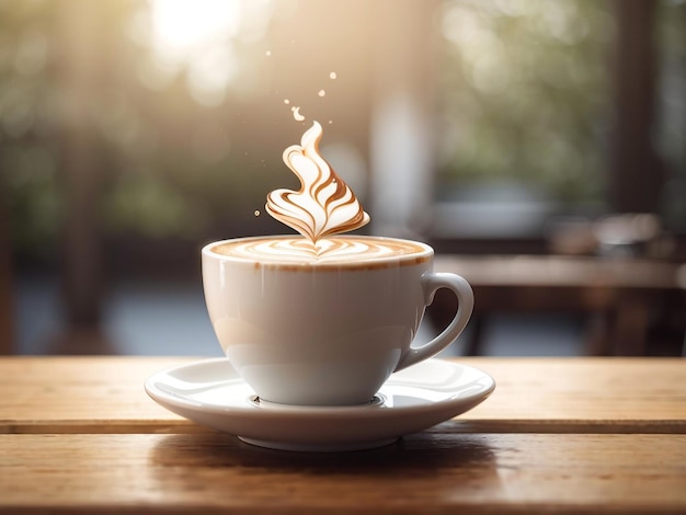 Vue rapprochée d'une tasse de café avec du latte sur la table Artistique Delight de la caféine