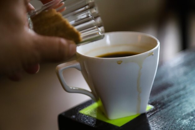 Photo vue rapprochée d'une tasse de café